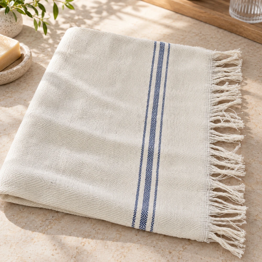 حوله دست و صورت دستباف طرح سه رج